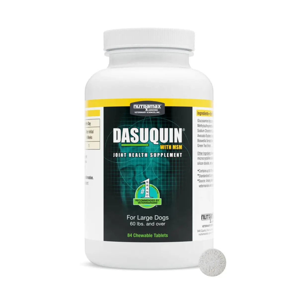 Nutramax Dasuquin MSM Joint Supplement for Large Dogs, Chewable Tablets, 84 Count | Vet Recommended USA Import - main product image