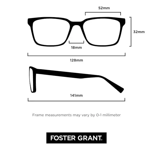 Foster Grant Paolo Square Reading Glasses 2.5 Diopters (59mm Lens Width) | Scratch & Impact Resistant - view 4