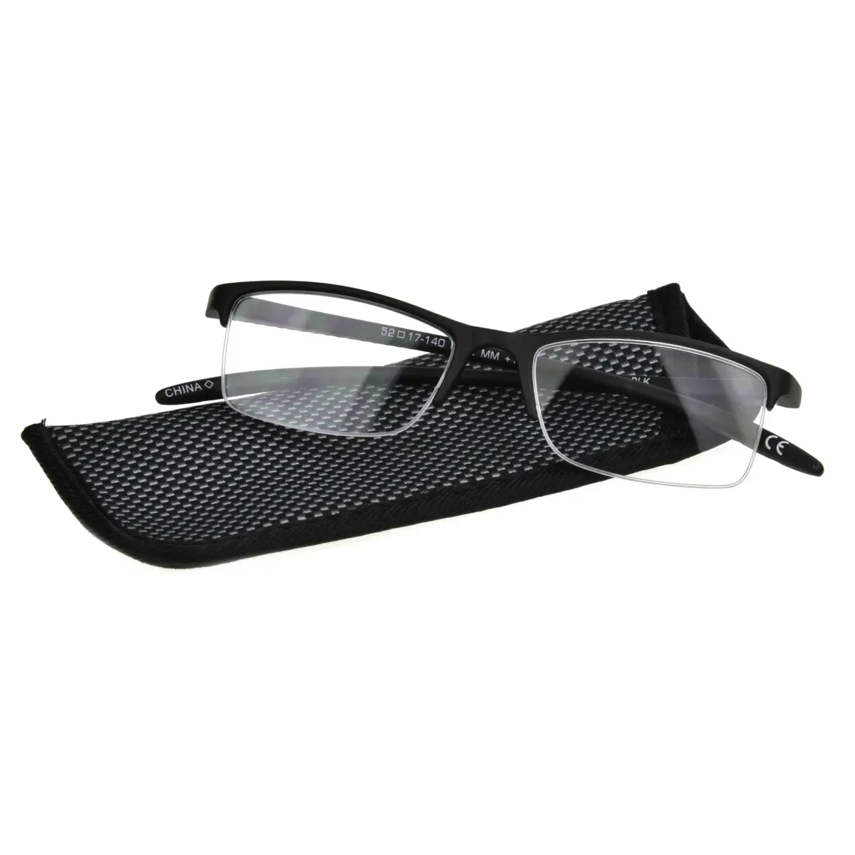 Foster Grant Paolo Rectangular Reading Glasses 59mm +1.75 | Matte Black Metal Brow & Rubberized Temples - view 2