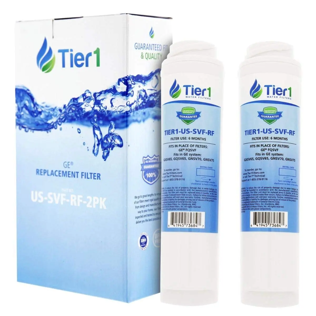 Tier1 Undersink Water Filter Replaces GE FQSVF GXSV65 GNSV70 2-Pack | High-Quality Filtration for Home Use - main product image