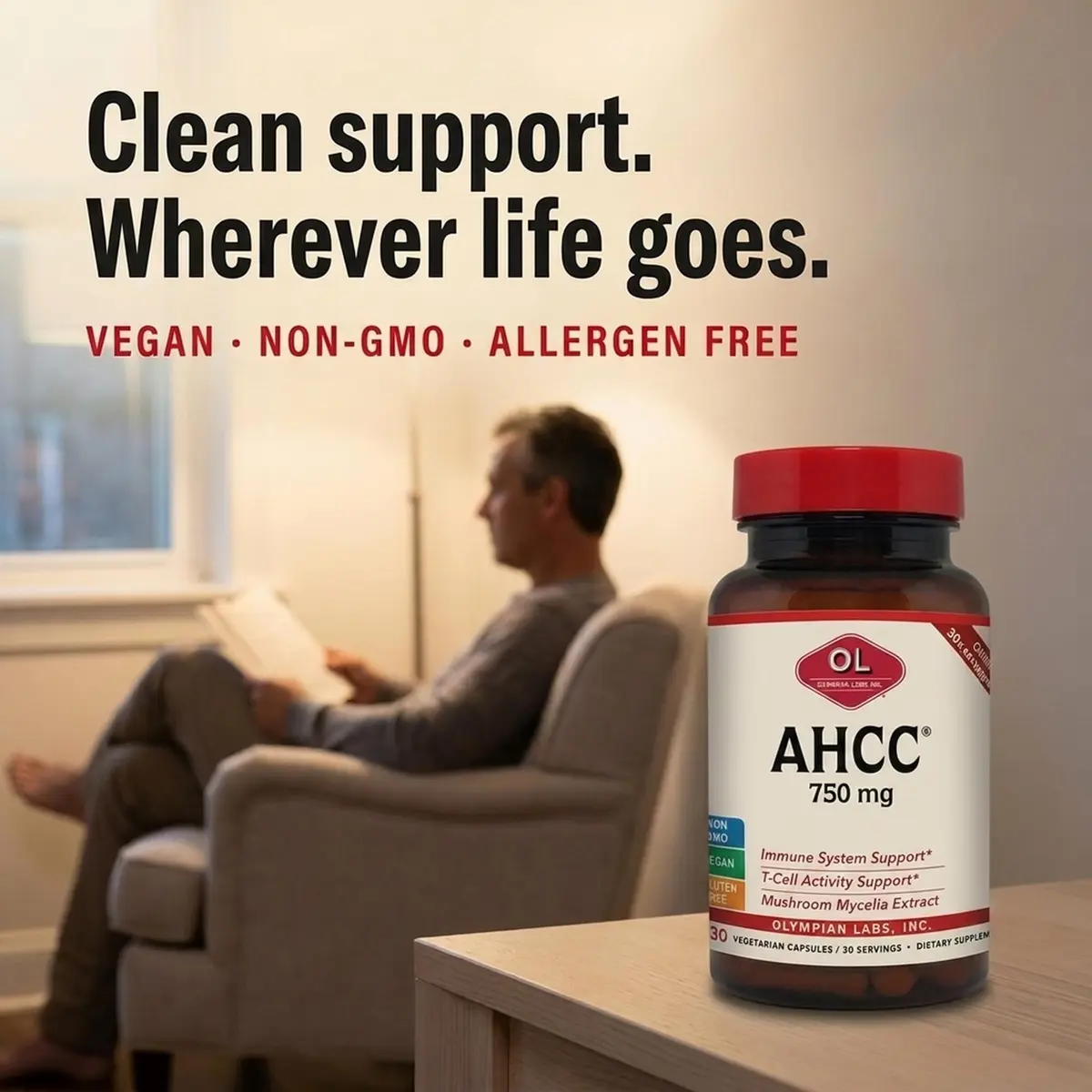 Olympian Labs Premium AHCC Supplement 750mg | Supports Immune & Liver Function, 30 Capsules - view 2