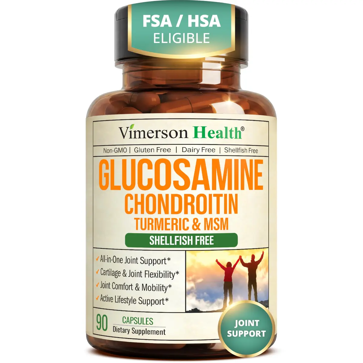 Vimerson Health Glucosamine Chondroitin MSM Joint Support Supplement 90 Capsules | Supports Cartilage, Joint Health & Flexibility - main product image