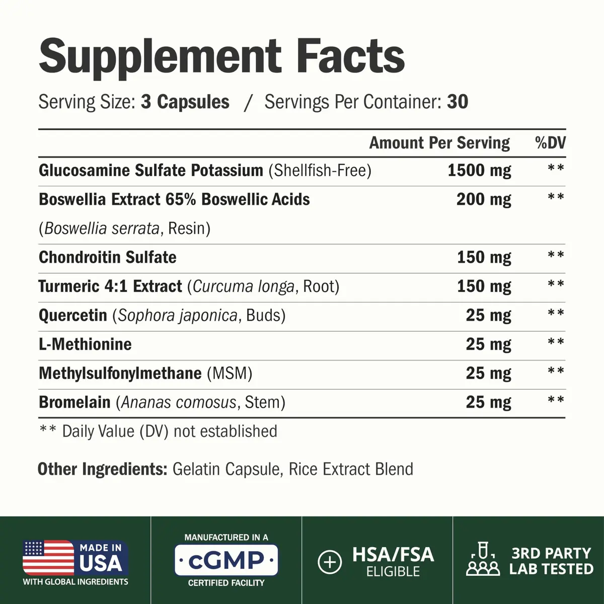 Vimerson Health Glucosamine Chondroitin MSM Joint Support Supplement 90 Capsules | Supports Cartilage, Joint Health & Flexibility - view 2