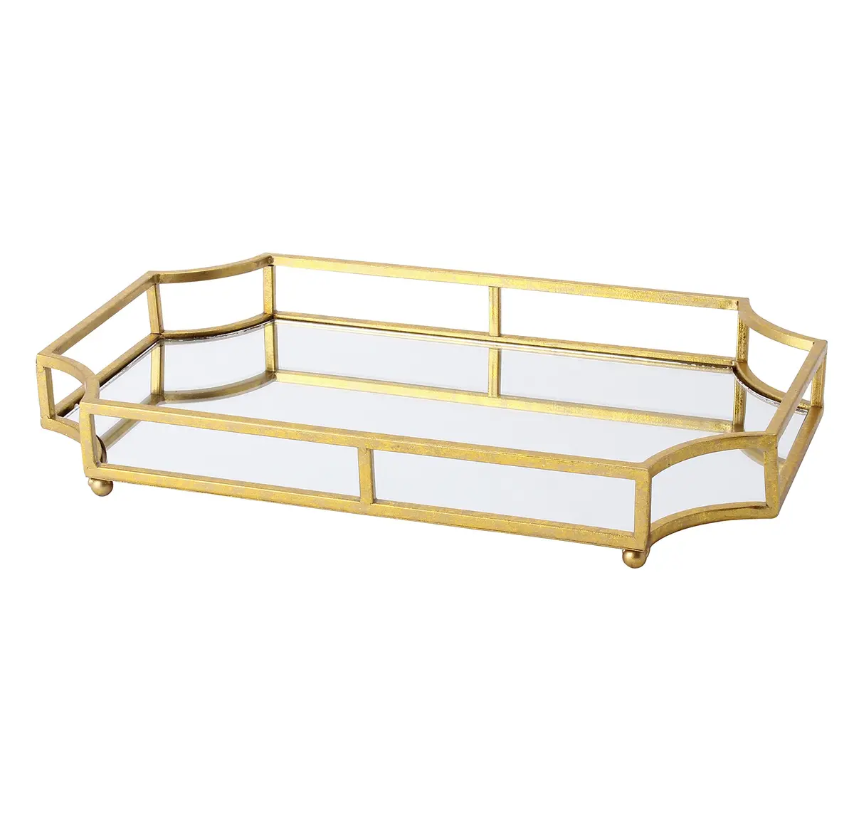 Kate and Laurel Ciel Metal Mirrored Ornate Scalloped Decorative Tray, Gold | Glam Chic Home Accent - main product image