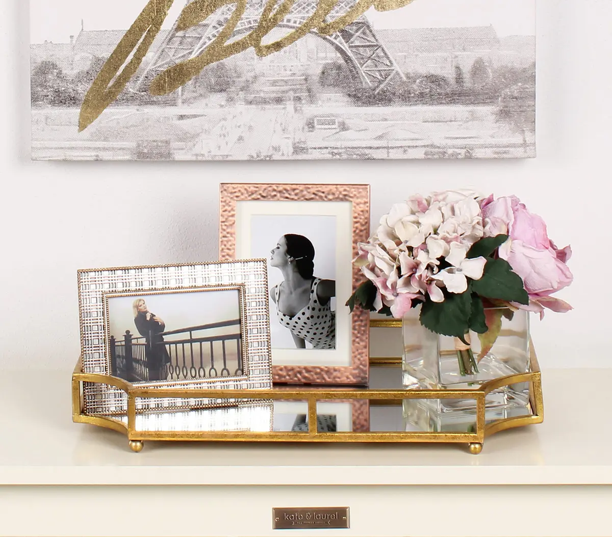 Kate and Laurel Ciel Metal Mirrored Ornate Scalloped Decorative Tray, Gold | Glam Chic Home Accent - view 3