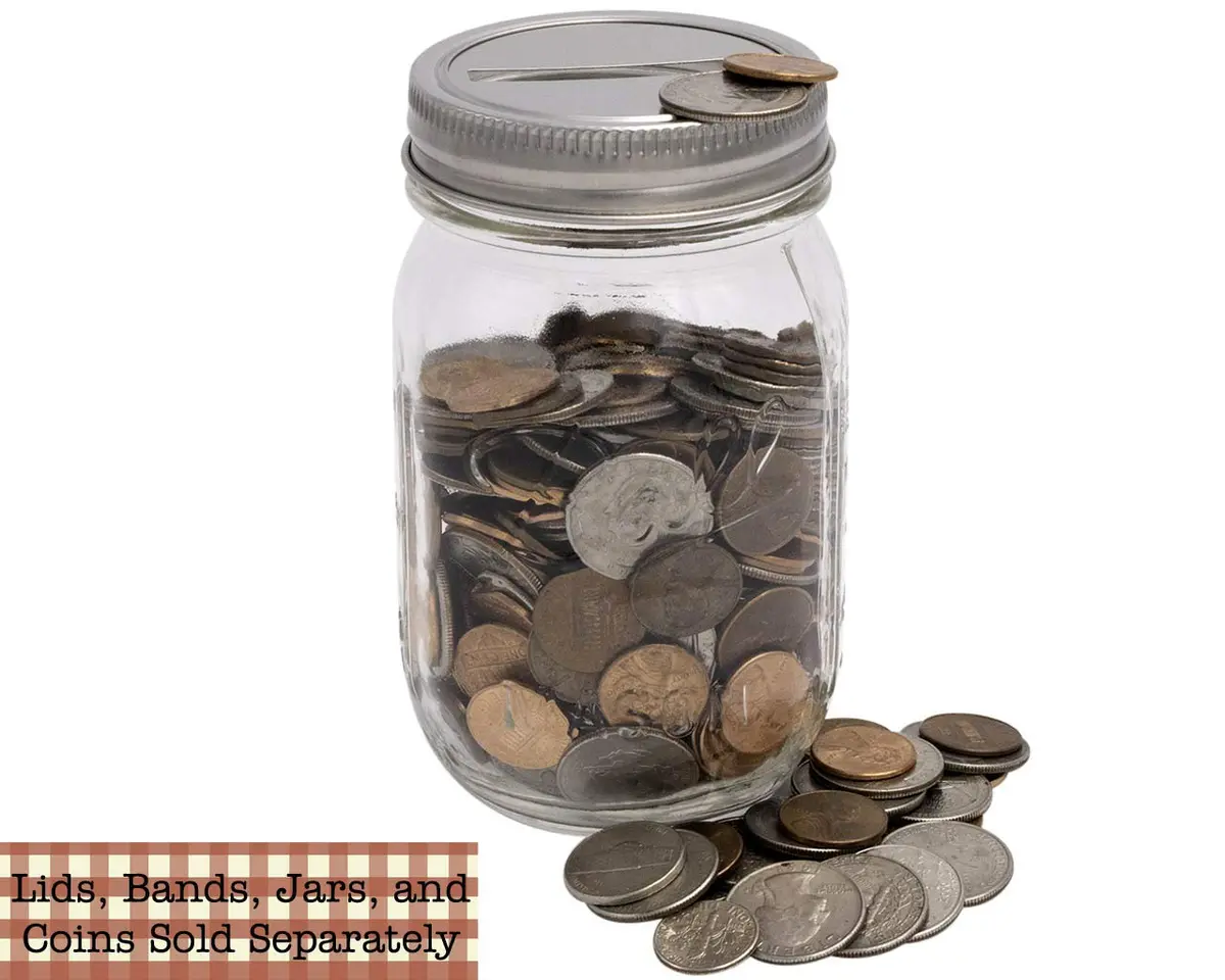Mason Jar Lifestyle Stainless Steel Coin Slot Bank Lid Inserts Regular Mouth | Rustproof & Dishwasher Safe - view 5