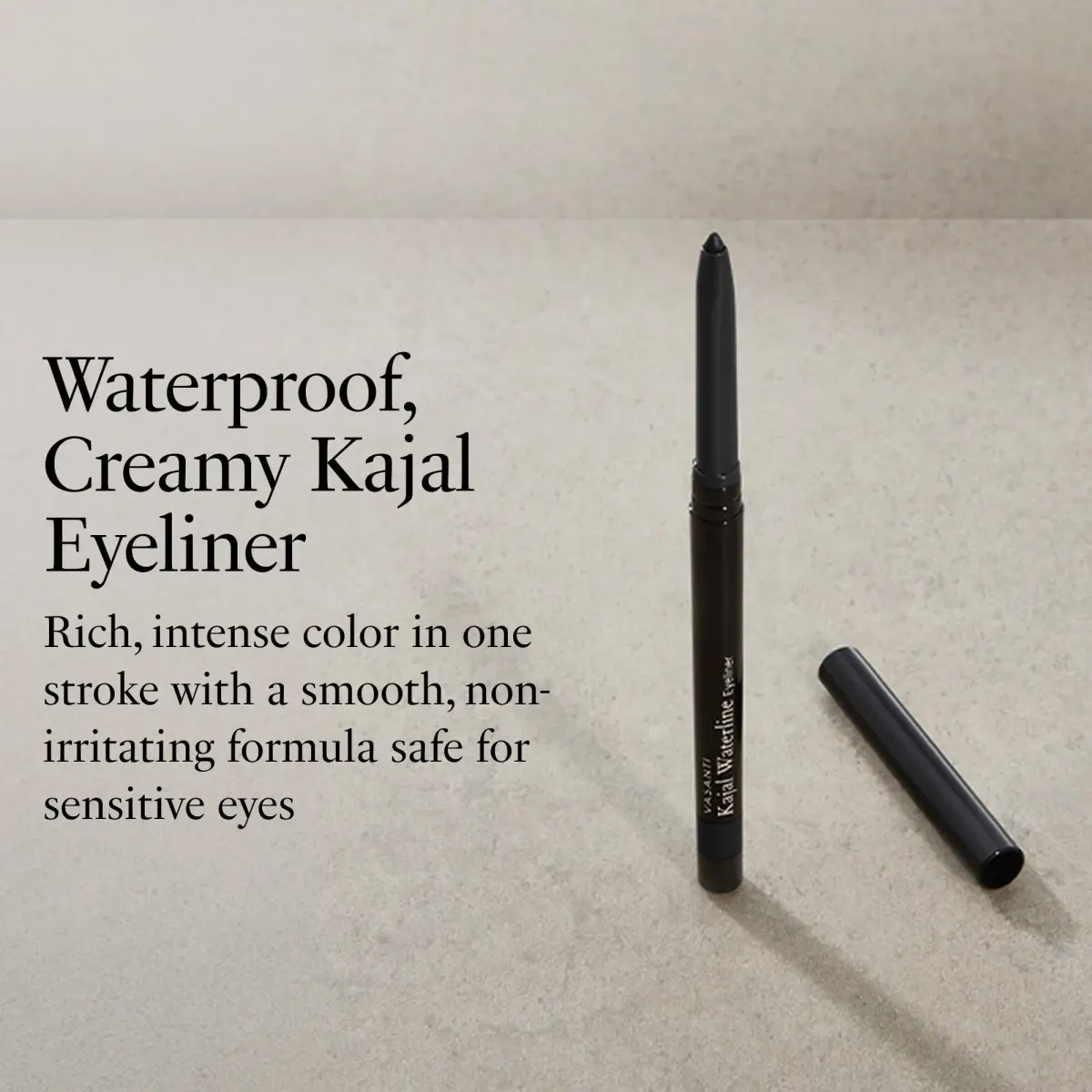 VASANTI Kajal Waterline Eyeliner Intense Black | Long-Lasting, Blendable Eye Liner Pencil for Sensitive Eyes (0.02 lbs) - view 2