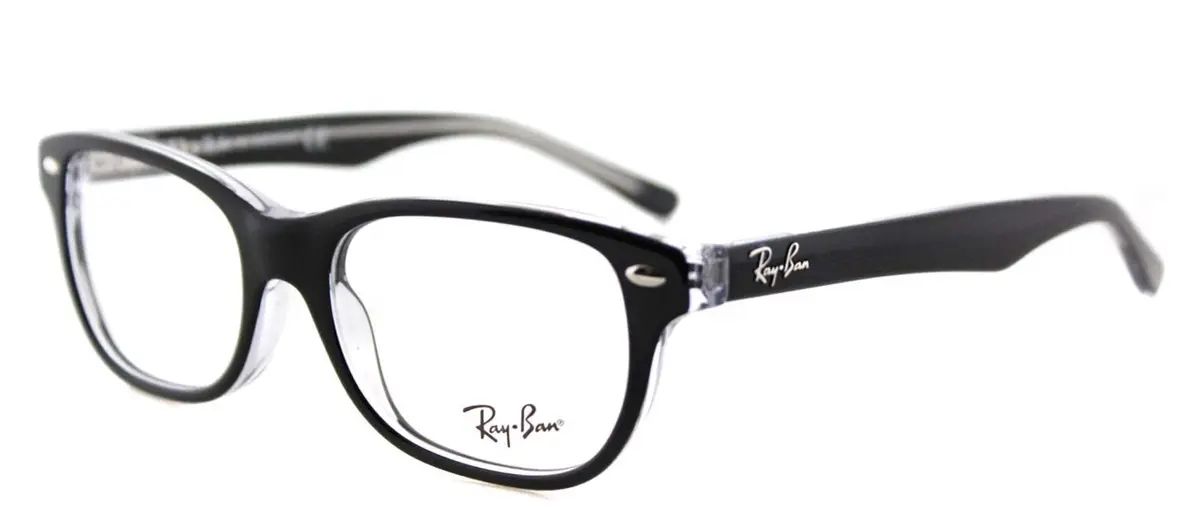 Ray-Ban RY1555 Kids' Prescription Eyeglass Frames 46 mm | Square, Black on Transparent - main product image