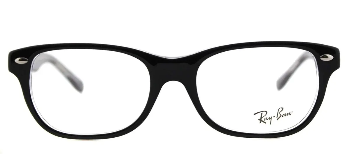 Ray-Ban RY1555 Kids' Prescription Eyeglass Frames 46 mm | Square, Black on Transparent - view 2