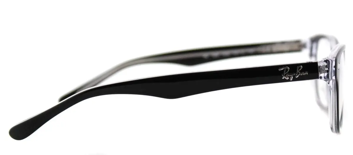 Ray-Ban RY1555 Kids' Prescription Eyeglass Frames 46 mm | Square, Black on Transparent - view 3
