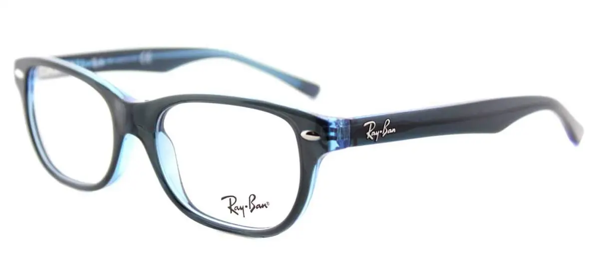 Ray-Ban Junior Kids' RY1555 Square Prescription Eyeglass Frames, 48 mm | Blue Fluorescent/ Demo Lens - main product image