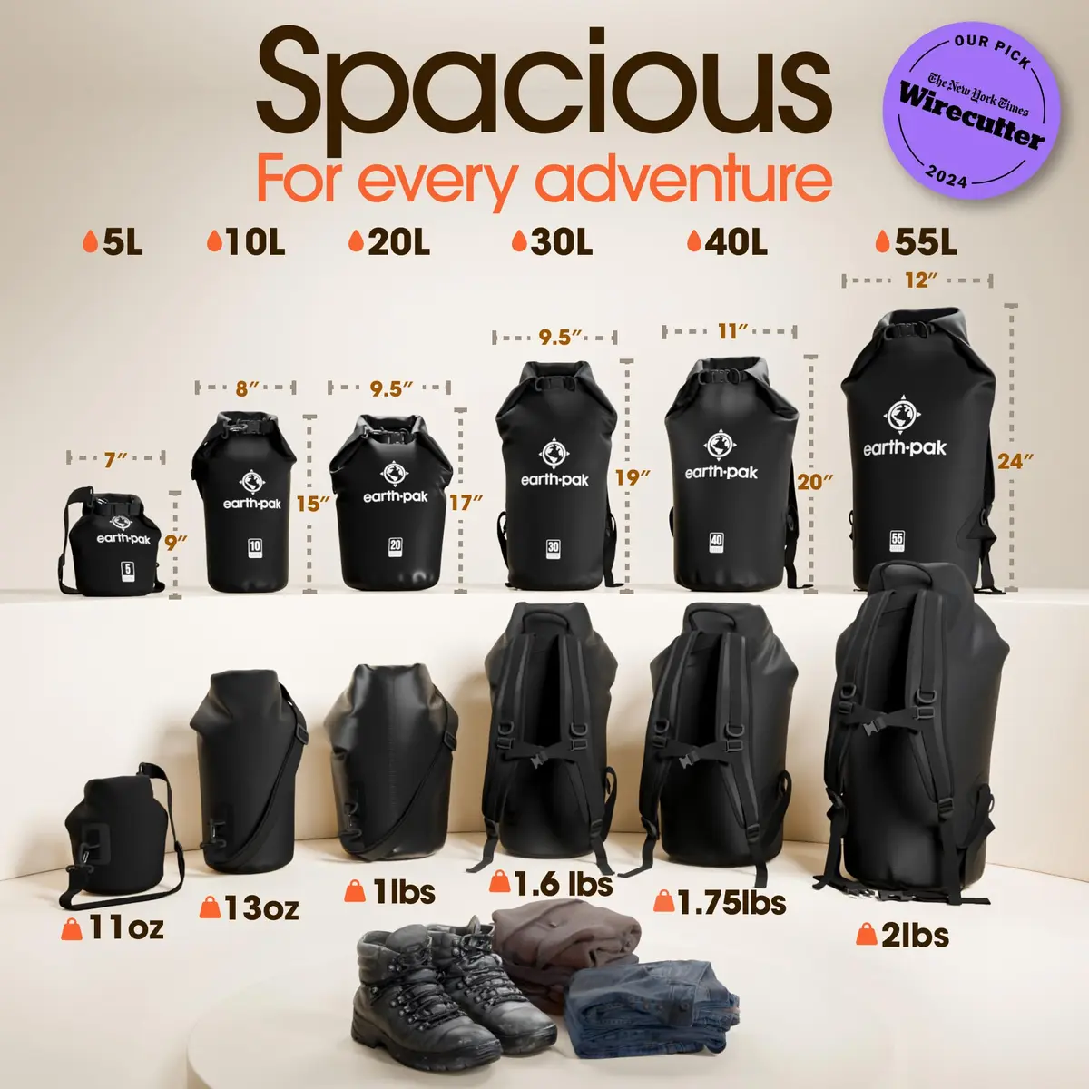 Earth Pak 20L Waterproof Dry Bag Roll Top Sack | 20L (0.7 cu ft) - view 2