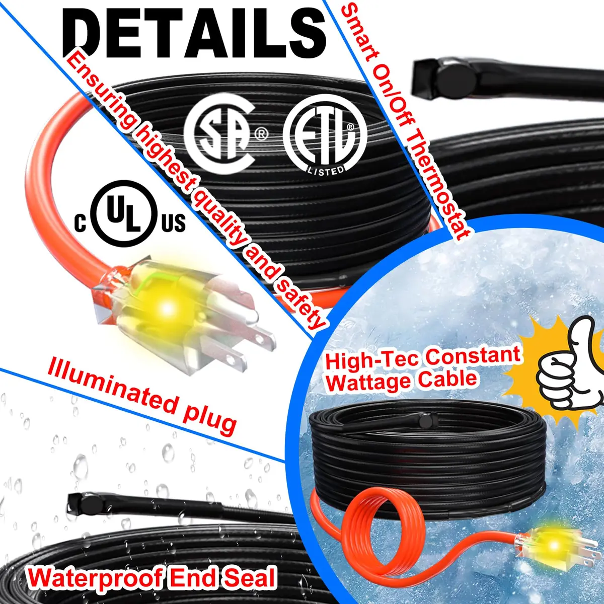 HEATIT 9FT Water Pipe Heat Tape | 120V, 7W/ft, CSA & ETL Certified, Easy Install, Safe & Durable (70-120 chars) - view 8