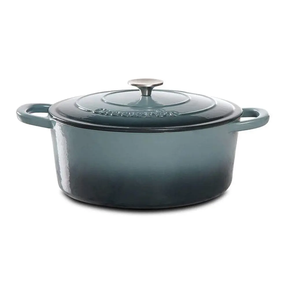 Crock-Pot Artisan 7-Quart Oval Enameled Cast Iron Dutch Oven – Slate Gray, Heavy-Duty Cookware for Slow Cooking, Roasting, Baking with Lid - main product image