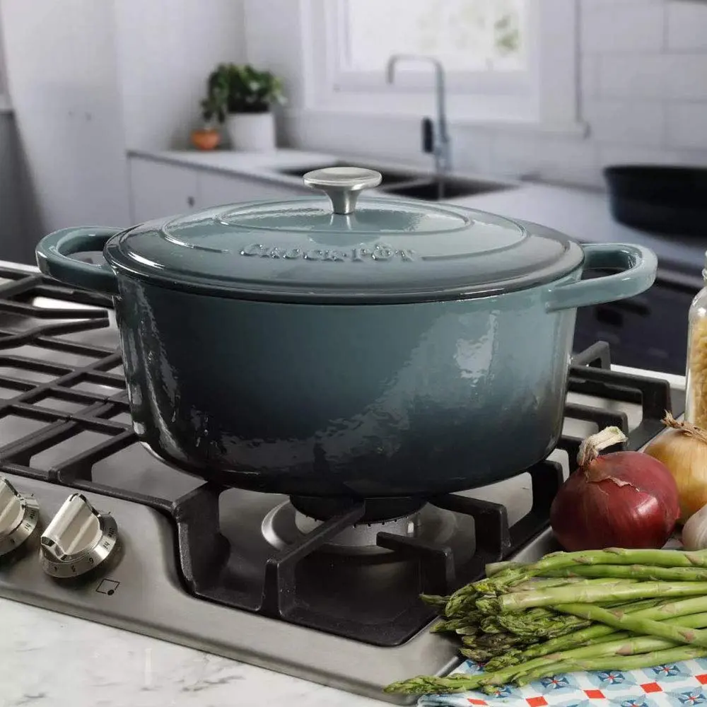Crock-Pot Artisan 7-Quart Oval Enameled Cast Iron Dutch Oven – Slate Gray, Heavy-Duty Cookware for Slow Cooking, Roasting, Baking with Lid - view 4