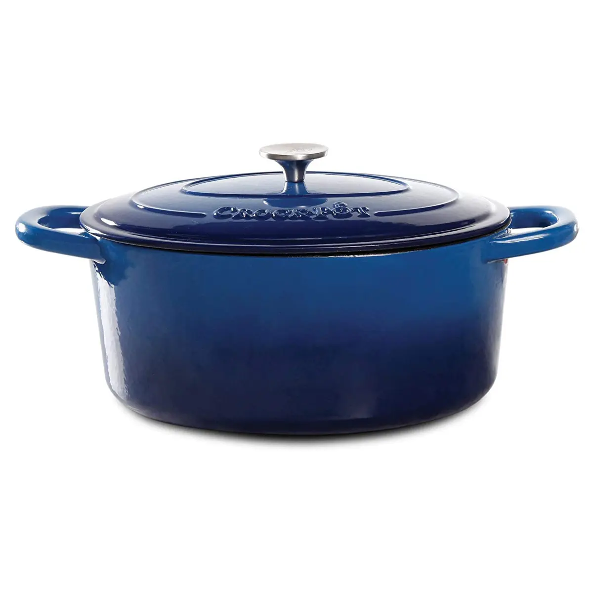 Crock-Pot Artisan 7-Quart Oval Enameled Cast Iron Dutch Oven – Sapphire Blue, Heavy-Duty Cookware for Slow Cooking, Roasting, Baking with Lid - main product image