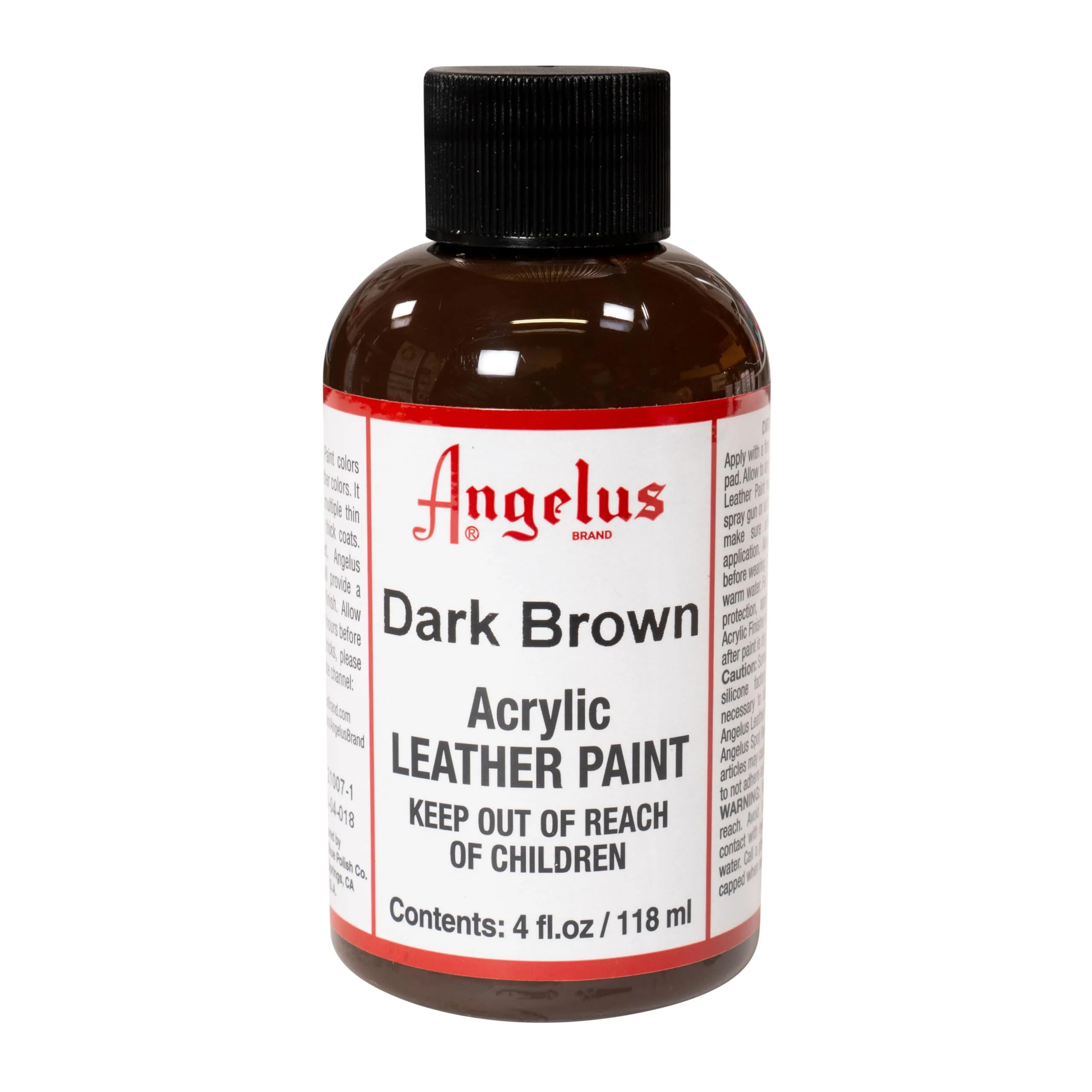 Angelus Acrylic Leather Paint Dark Brown | Flexible Recoloring Balm for Shoes, Furniture, Car Seats & More | 120ml (4 fl oz) - main product image