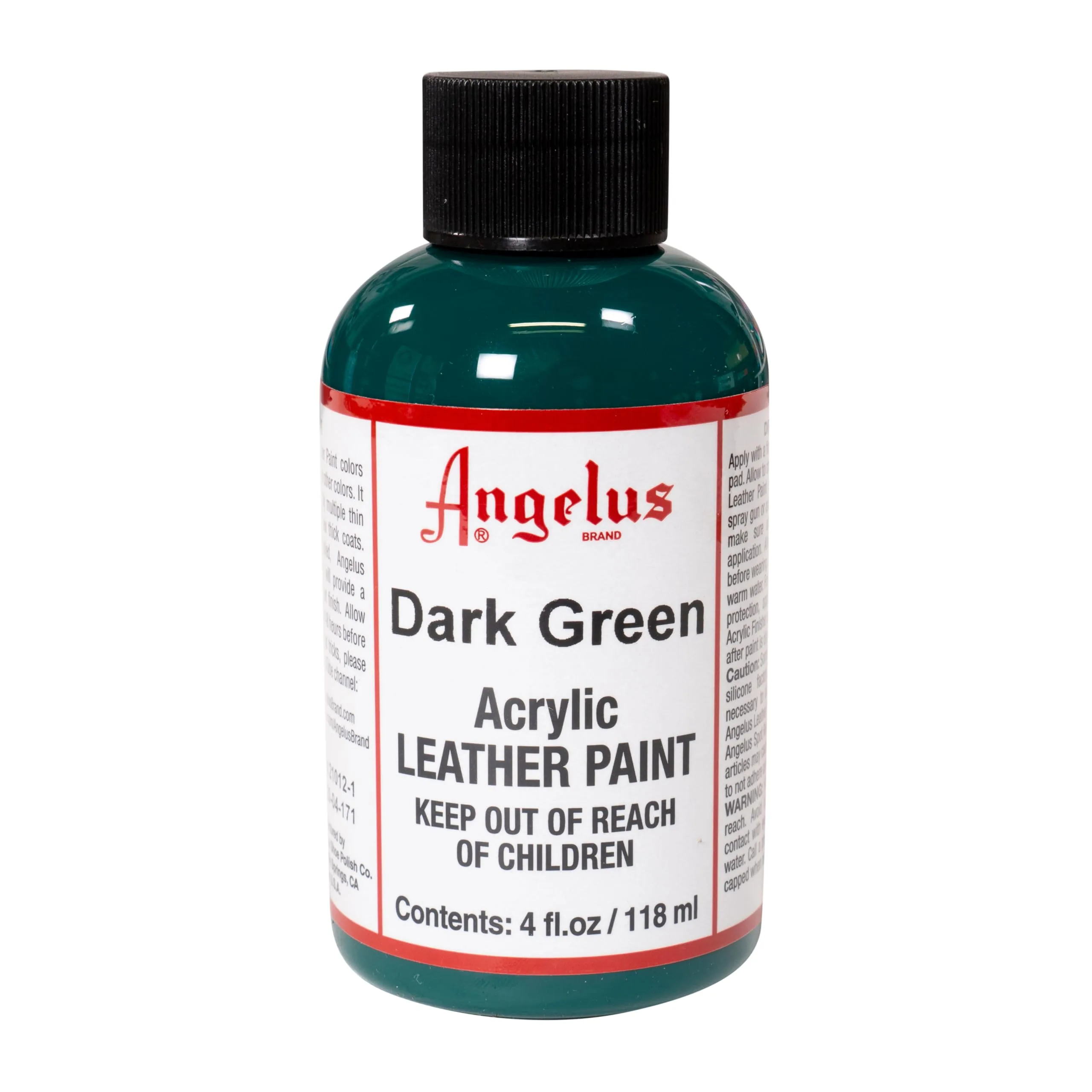 Angelus Dark Green Acrylic Leather Paint (4 oz / 118 ml) | Non-Toxic Water-Based Formula for Customizing Shoes & Apparel - main product image