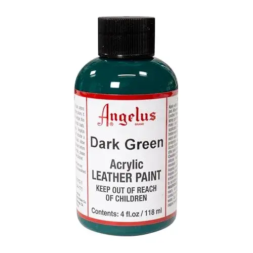 Angelus Dark Green Acrylic Leather Paint (4 oz / 118 ml) | Non-Toxic Water-Based Formula for Customizing Shoes & Apparel - view 2
