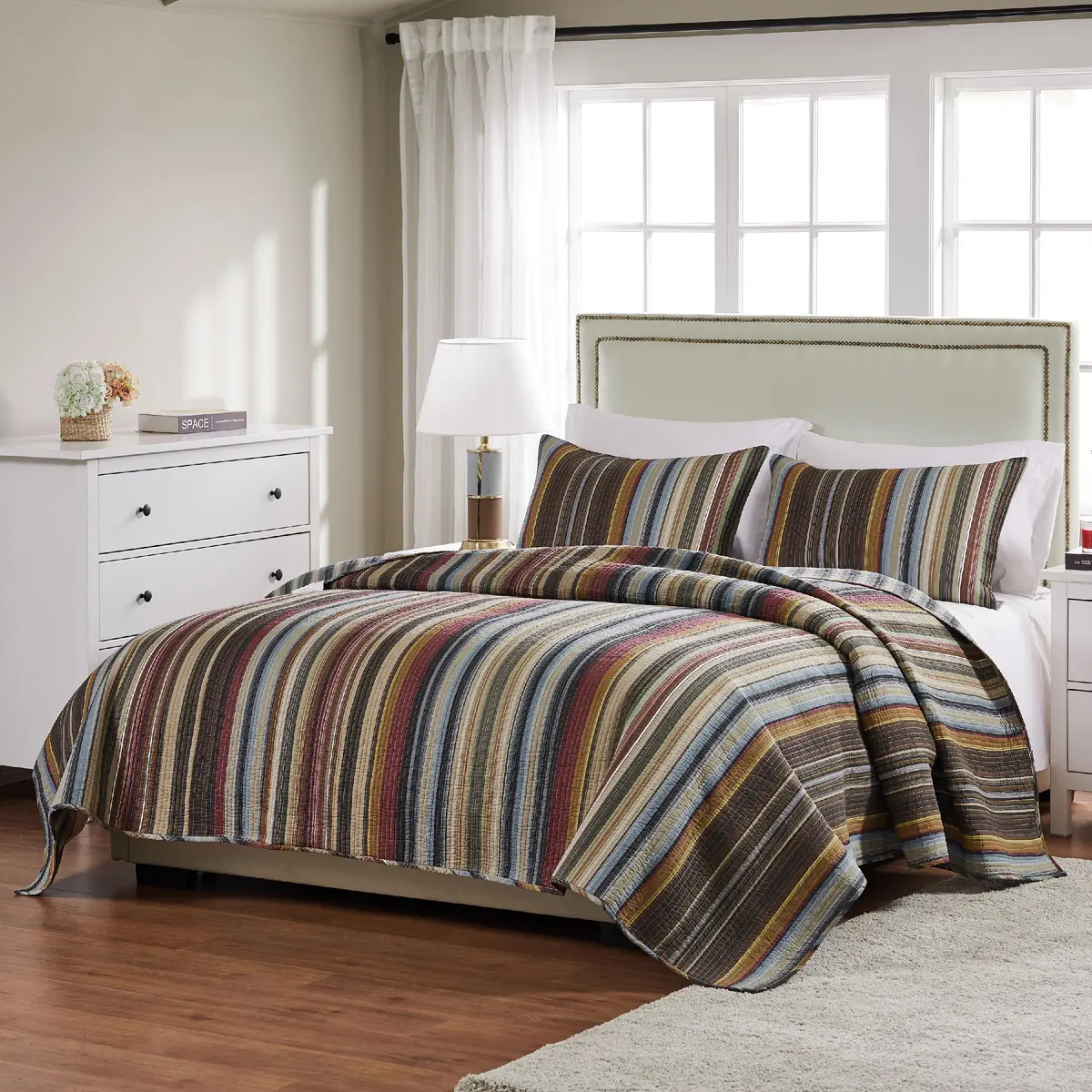 Greenland Home Fashions Durango Quilt Set Full/Queen | Rustic Earth Tones, 100% Cotton, Oversized - main product image