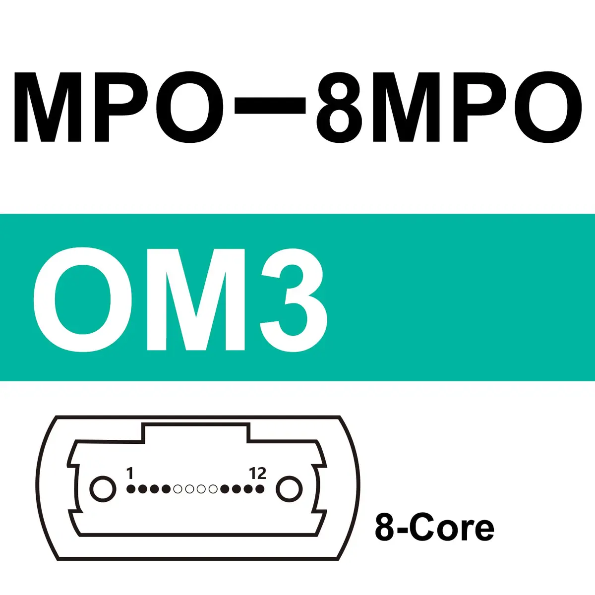 10Gtek Fiber Patch Cable MPO to MPO OM3 3m | Multimode 8-core Fiber Jumper for QSFP+Transceivers - view 5