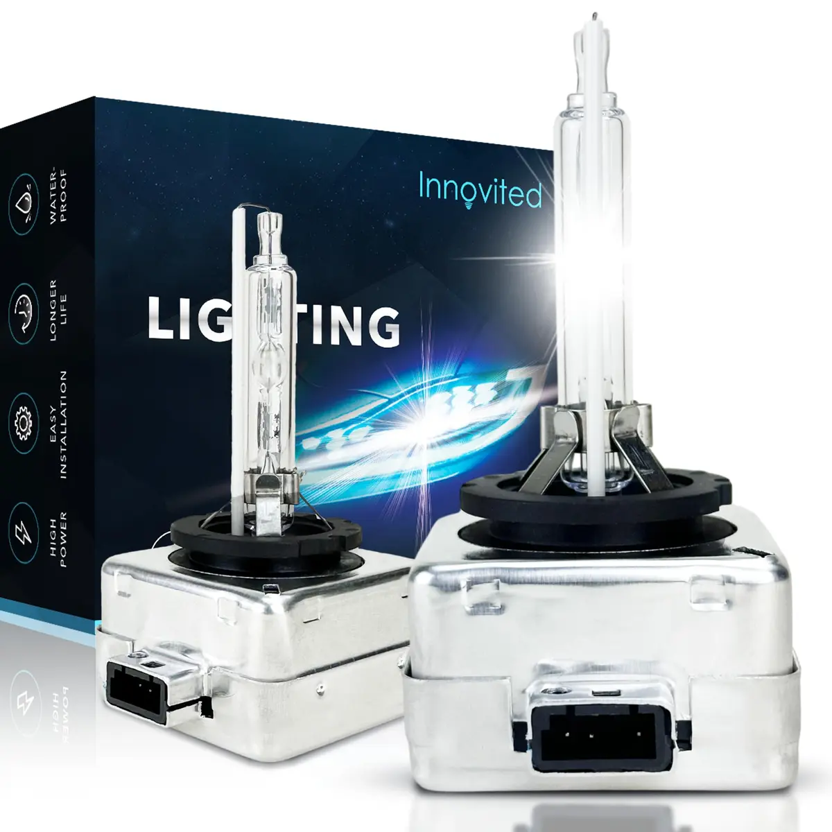 Innovited D1S HID Xenon Headlight Bulbs 8000K White Blue | High Brightness, Easy Install - main product image