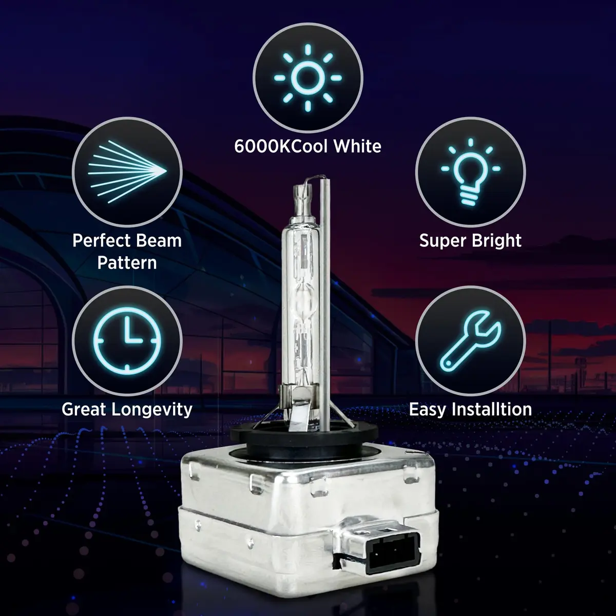 Innovited D1S HID Xenon Headlight Bulbs 8000K White Blue | High Brightness, Easy Install - view 5