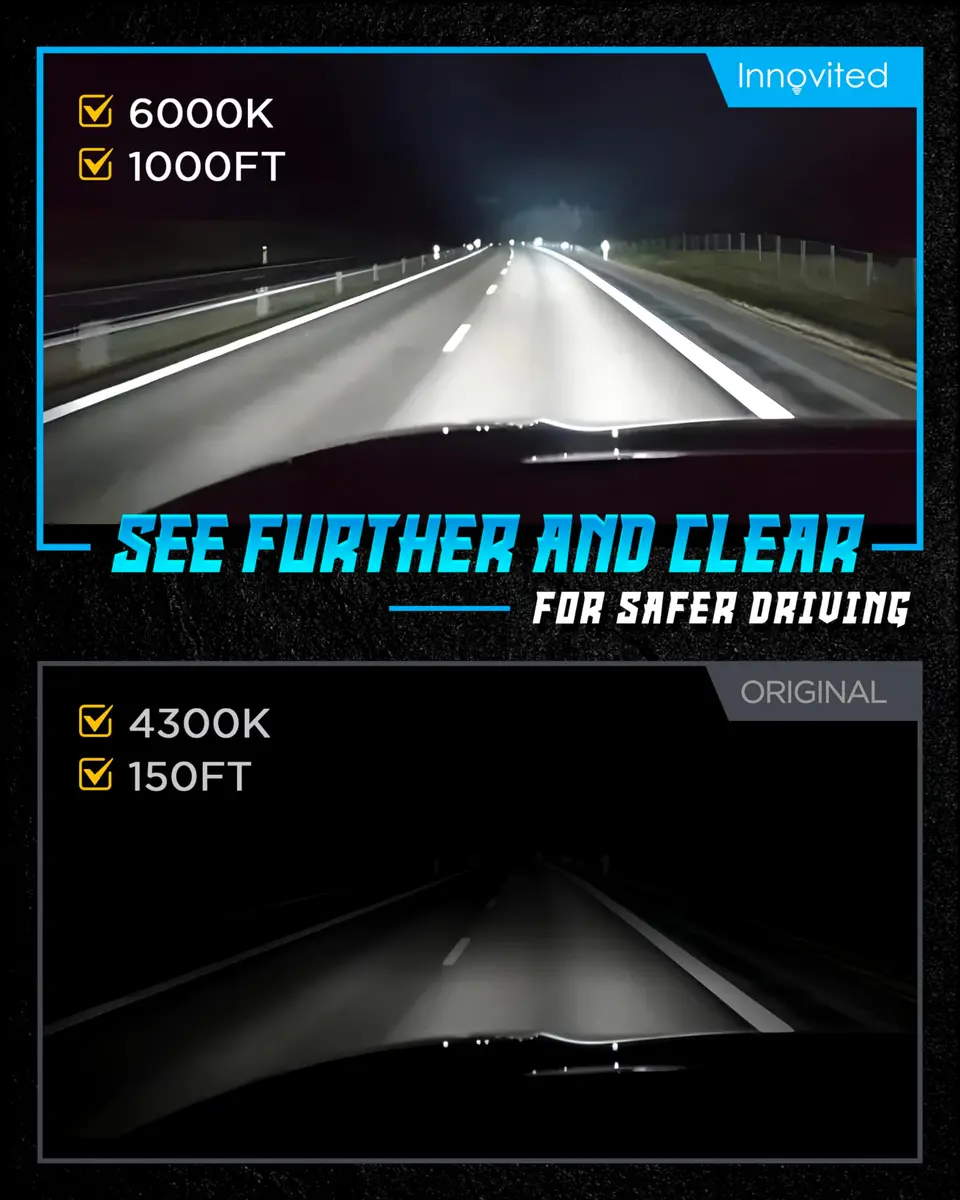 Innovited D2S HID Xenon Headlight Bulbs 10000K Cool Blue | High Low Beam Replacement Pack of 2 - view 3