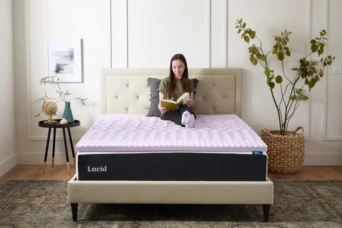 LUCID 2 Inch Lavender Memory Foam Topper | 5 Zones, Plush, Twin Size - view 8