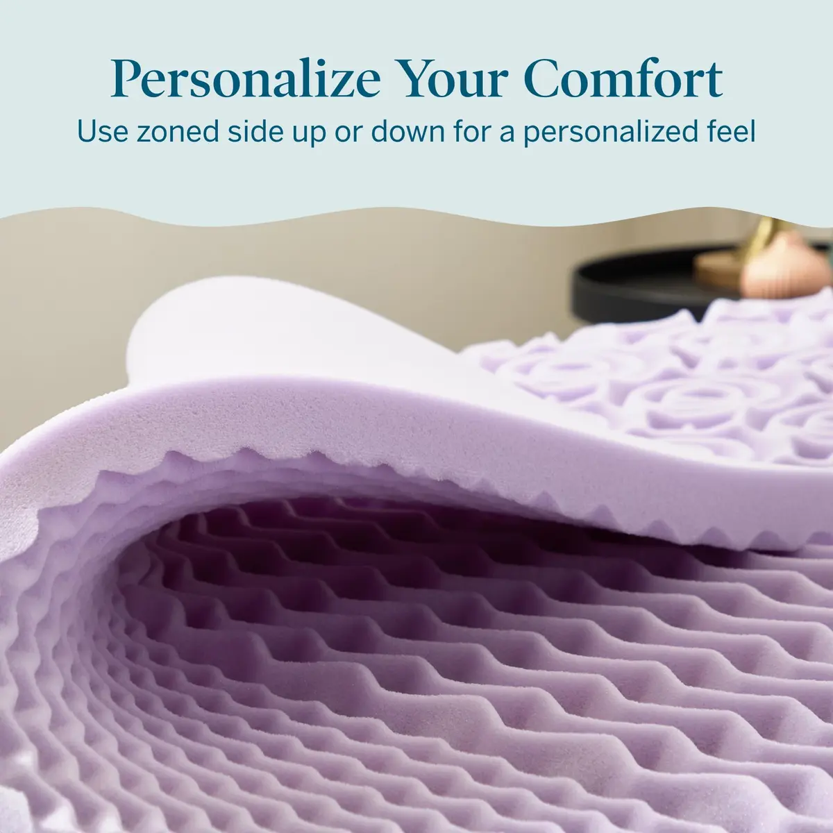 LUCID 2 Inch Lavender Memory Foam Topper | 5 Zones, Plush, Twin Size - view 4