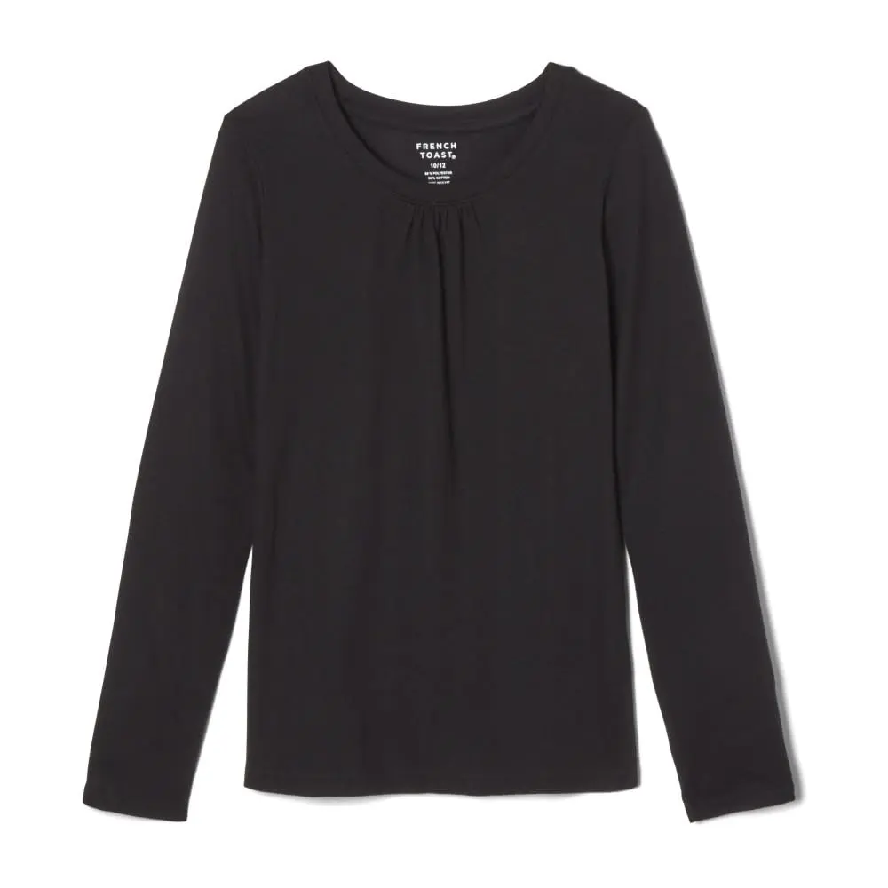 French Toast Girls' Long Sleeve Crewneck Tee Shirt, Black, 5 | Classic casual style for Little Girls - main product image
