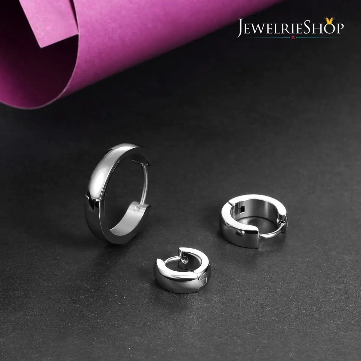 JEWELRIESHOP Silver Stainless Steel Hoop Earrings Hypoallergenic 3 Pairs | Unisex Minimalist Jewelry (70-120 chars) - view 6