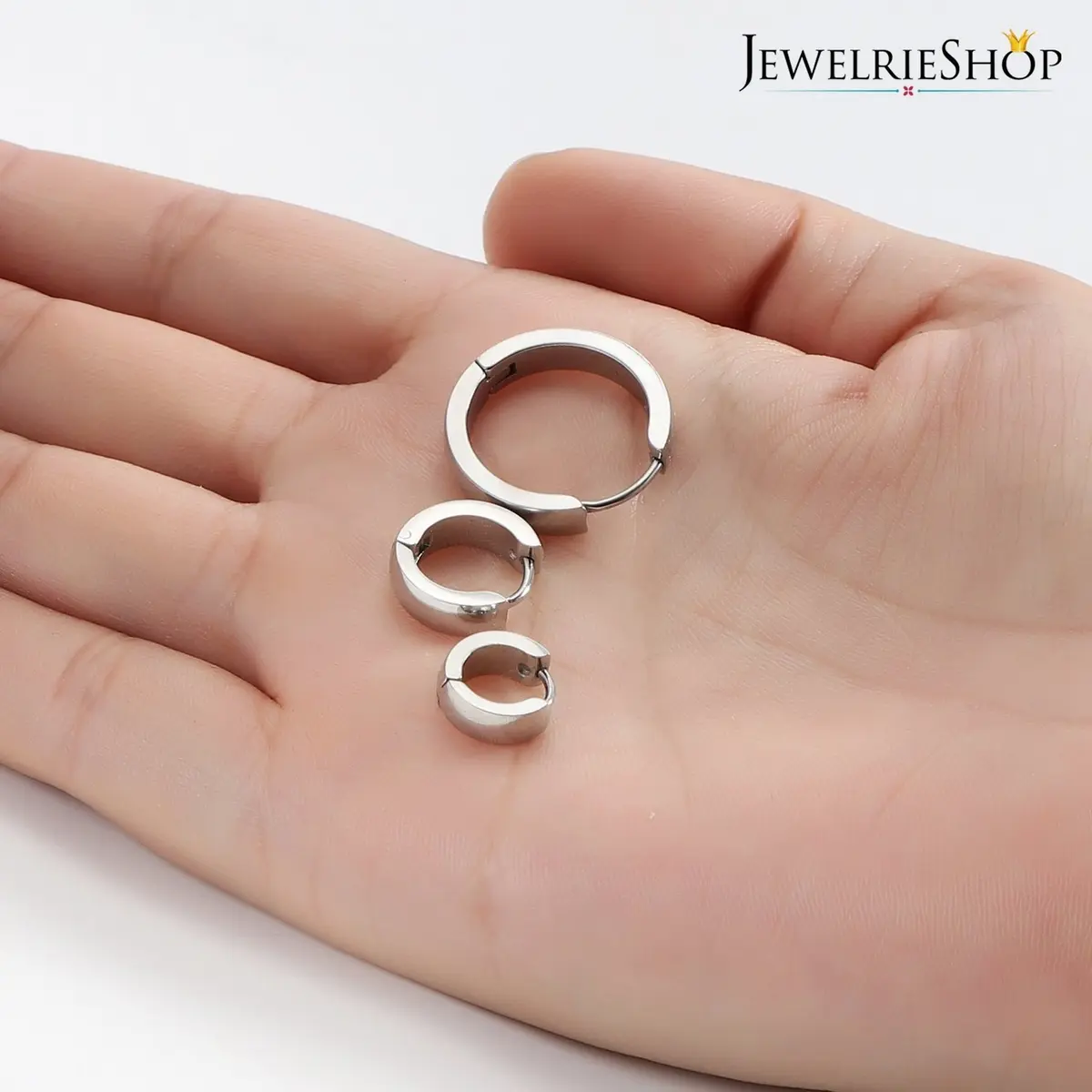 JEWELRIESHOP Silver Stainless Steel Hoop Earrings Hypoallergenic 3 Pairs | Unisex Minimalist Jewelry (70-120 chars) - view 4