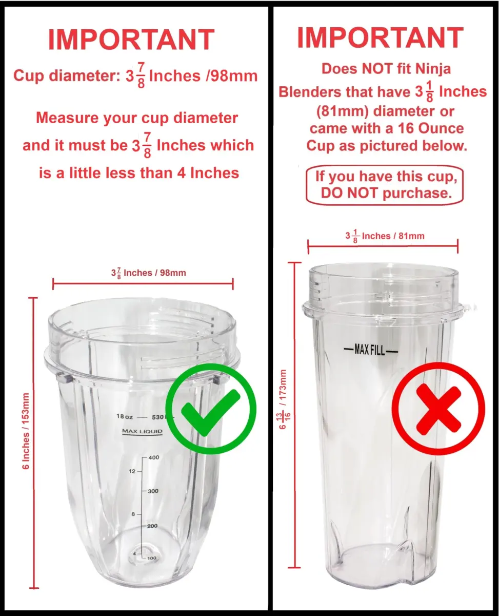 Blendin 18 oz (532 ml) Replacement Cups with Sip N Seal Lids - 2 Pack | Compatible with Nutri Ninja Auto-iQ 1000w Series & Duo Blenders - view 3