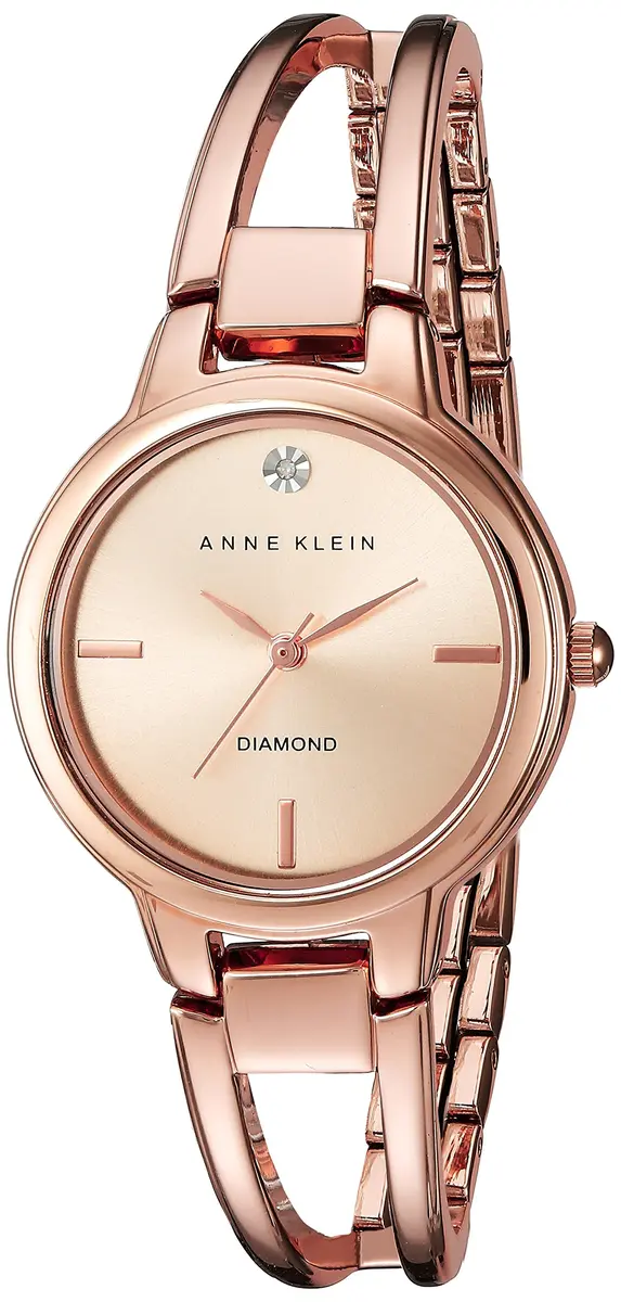 Anne Klein Women's AK/2626RGRG Rose Gold-Tone Open Bangle Watch with Diamond Accent | 30mm Case - main product image