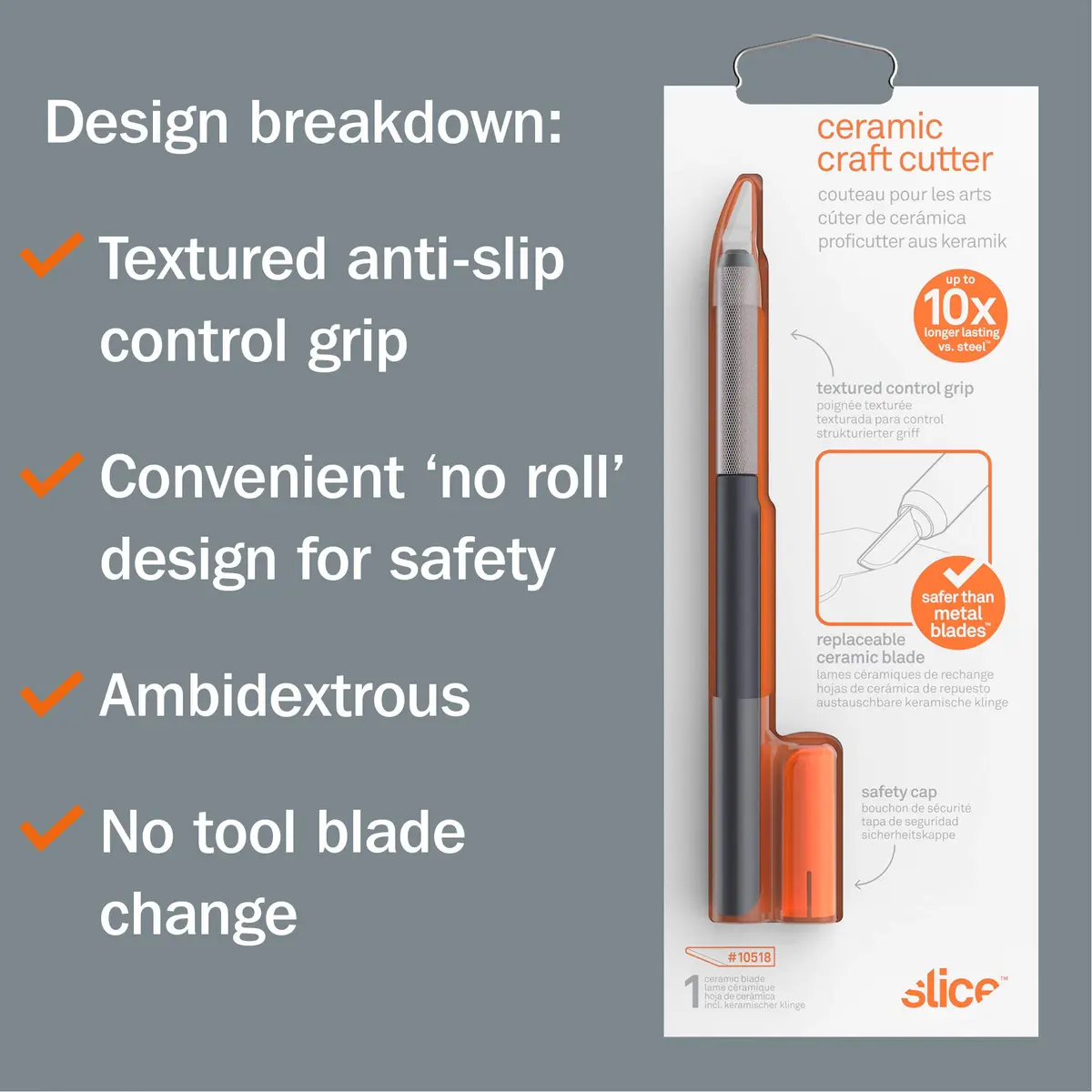 Slice Craft Knife 1 Pack | Finger-Friendly Ceramic Edge, Safer Choice, Rust-Free, 11x Longer Lasting (en_US) - view 5