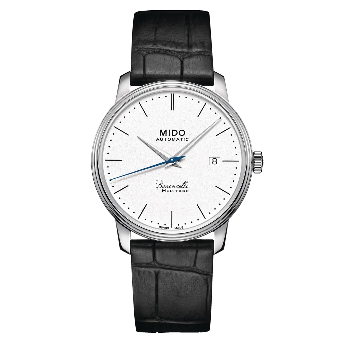 MIDO Baroncelli Heritage Gent Swiss Automatic Watch 39mm | Elegant White Dial, See-Through Case Back - main product image
