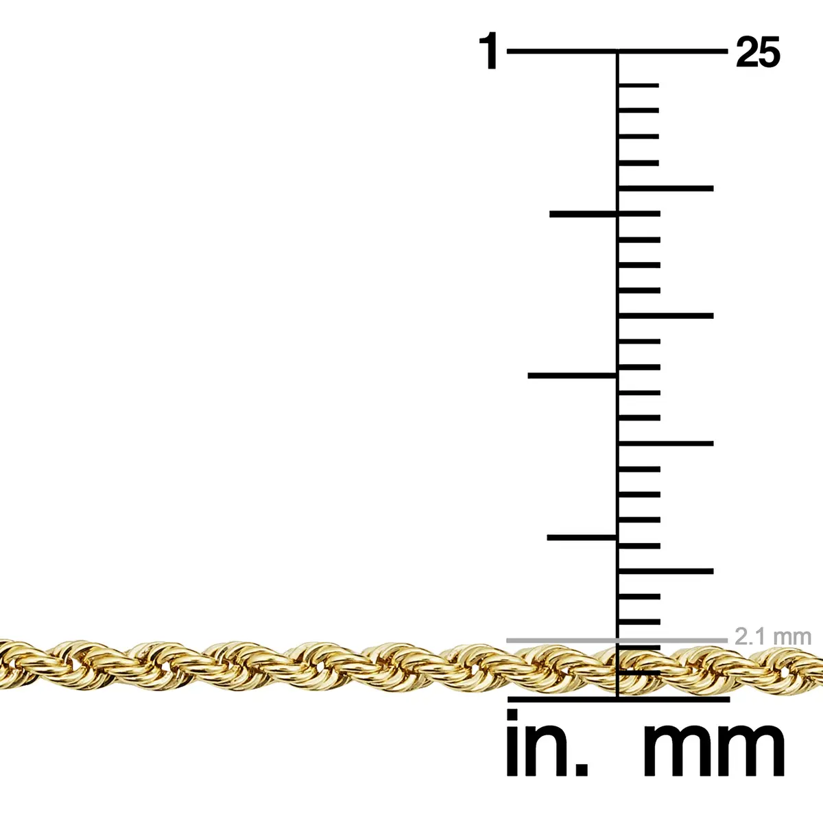 Kooljewelry Solid 14k Yellow Gold Filled Rope Chain Necklace for Women & Men, 30 inches - view 4