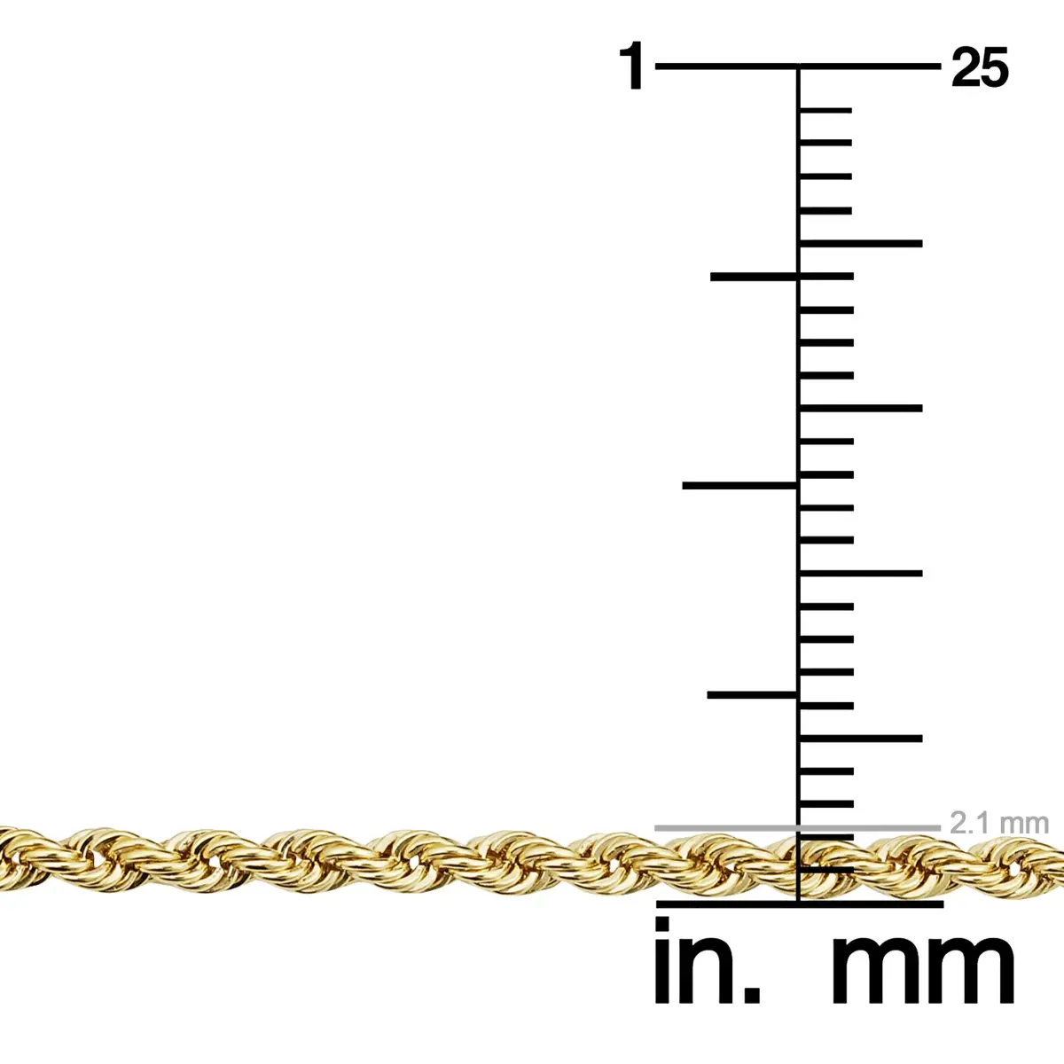 Kooljewelry 14k Gold Filled Rope Chain Necklace 40.64cm (16 inch) | Timeless Unisex Adult Style - view 4