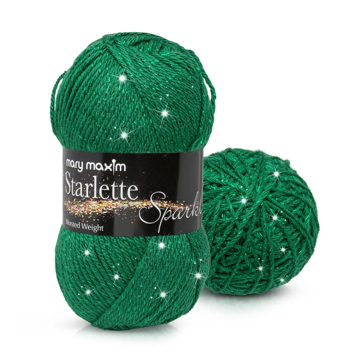 Mary Maxim Starlette Sparkle Yarn 196 Yards | Emerald Green Glitter for Crochet & Knitting - main product image