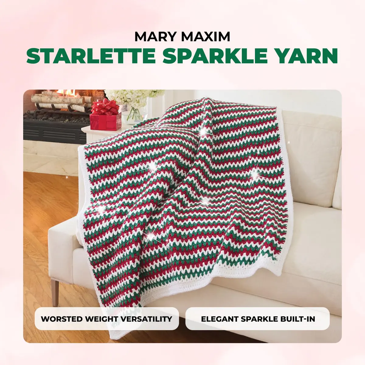 Mary Maxim Starlette Sparkle Yarn 196 Yards | Emerald Green Glitter for Crochet & Knitting - view 3