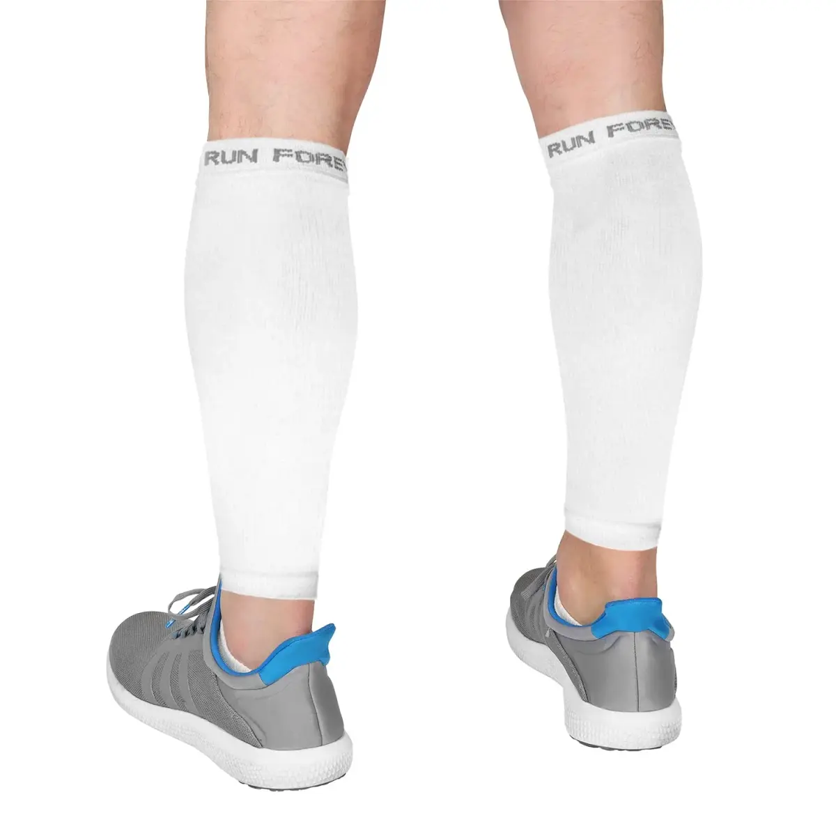 Run Forever Small White Calf Compression Sleeve | 20-30mmHg Graduated Compression for Pain Relief & Recovery - main product image