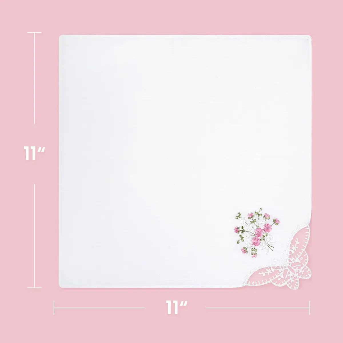 Selected Hanky Women's Cotton Handkerchiefs, Ladies Hankies, Pink Floral | Soft, Floral Embroidered, 6-Pack - view 5