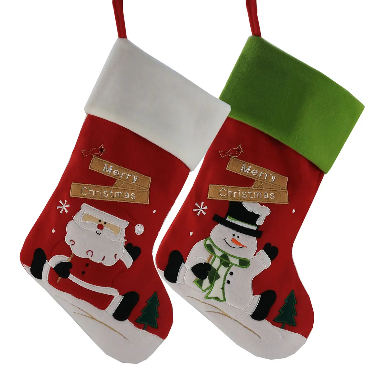 WEWILL Classic Christmas Stockings Set of 2 Santa, Snowman 43cm (17 Inch) | Festive Holiday Decor - main product image