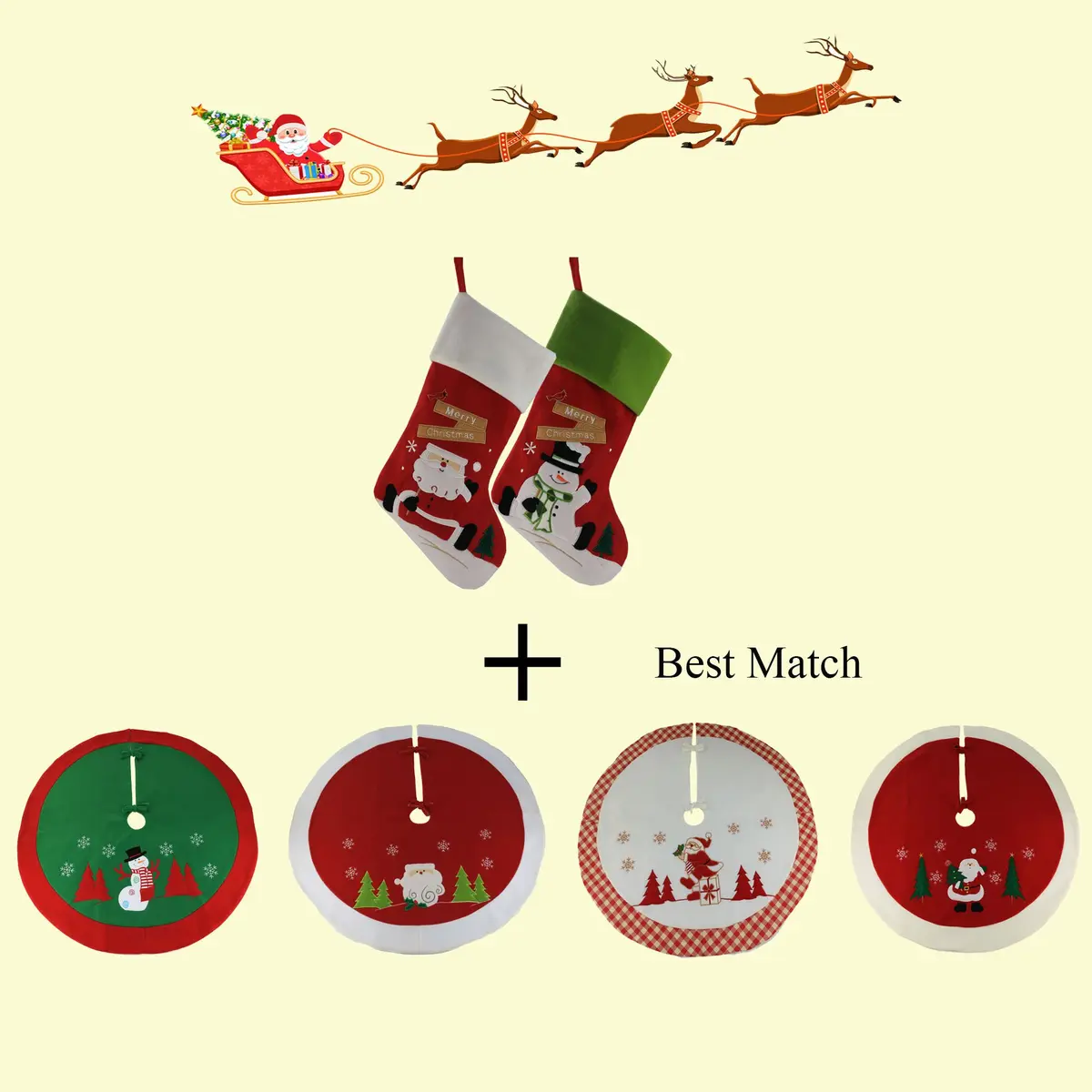 WEWILL Classic Christmas Stockings Set of 2 Santa, Snowman 43cm (17 Inch) | Festive Holiday Decor - view 5