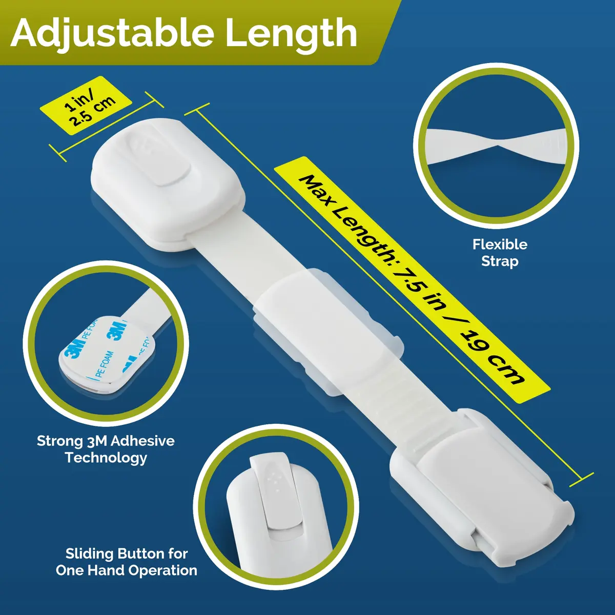 Wappa Child Safety Strap Locks 10 Pack | No Drilling, Easy Adhesive Installation, White - view 4