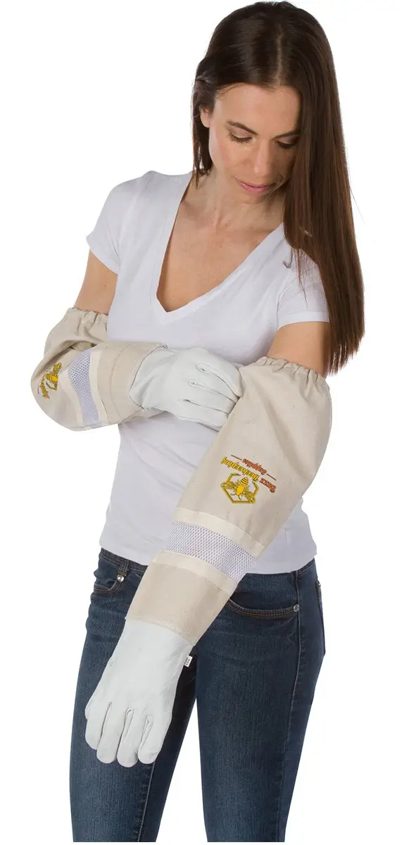 Buzz Beekeeping Supplies Beekeeping Gloves Small Ventilated Sleeves | Cow Leather, Sting Proof, Elastic Cuffs - view 6