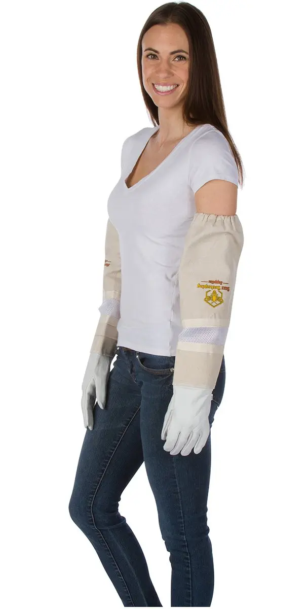 Buzz Beekeeping Supplies Beekeeping Gloves Small Ventilated Sleeves | Cow Leather, Sting Proof, Elastic Cuffs - view 7