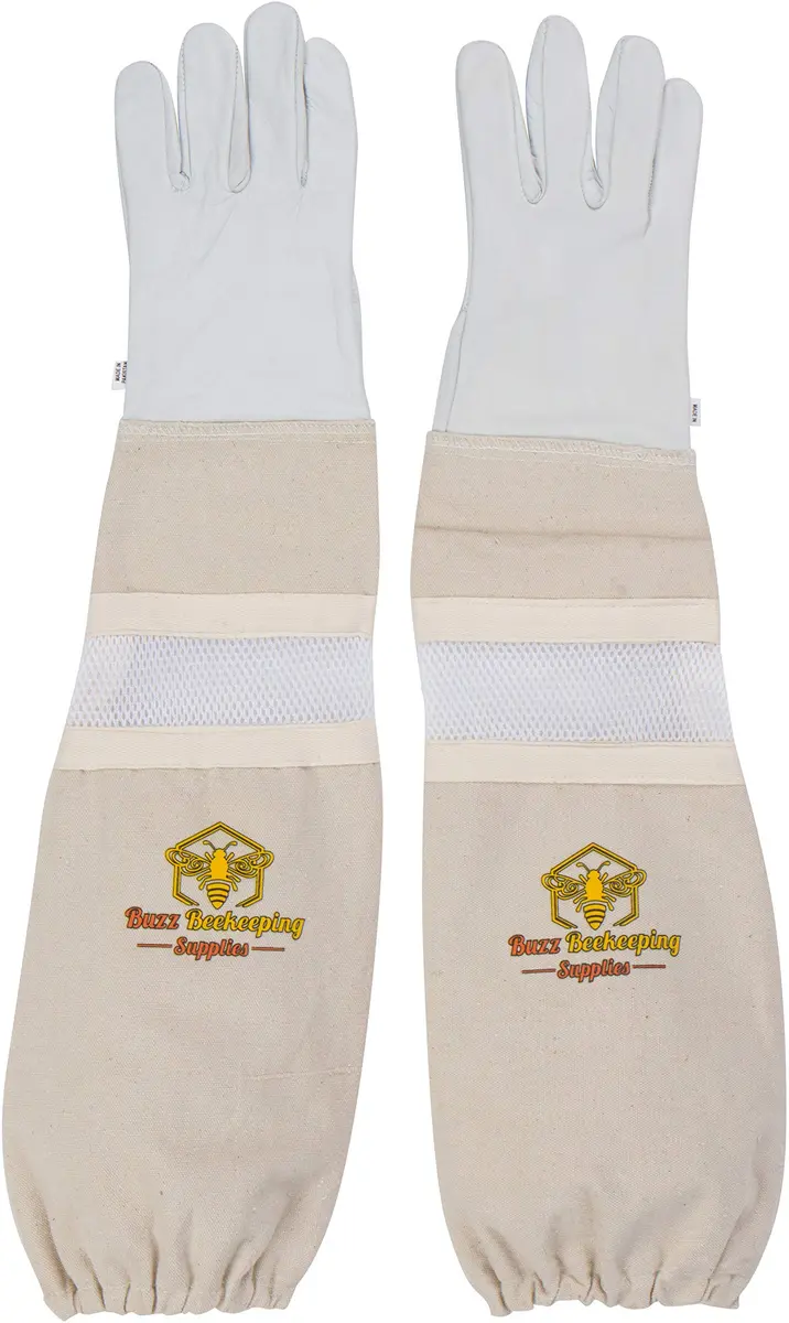 Buzz Beekeeping Supplies Beekeeping Gloves Small Ventilated Sleeves | Cow Leather, Sting Proof, Elastic Cuffs - view 2