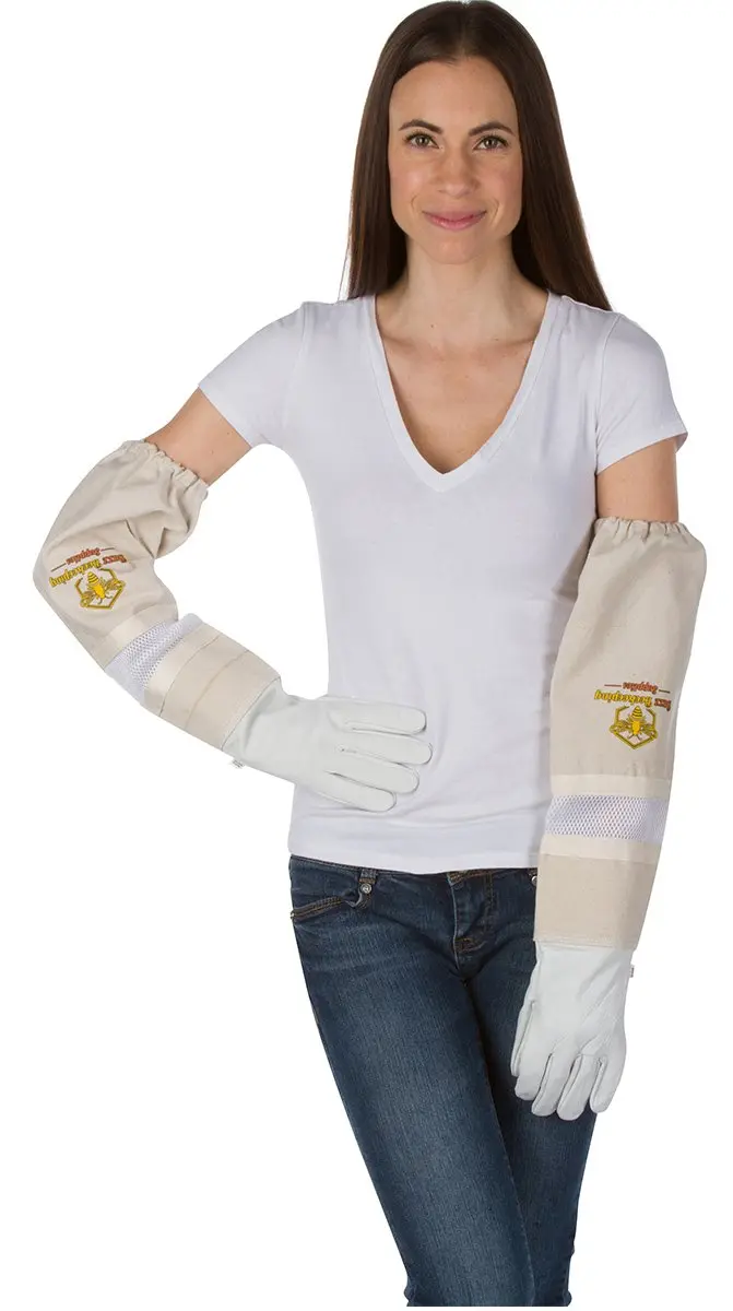 Buzz Beekeeping Supplies Medium Ventilated Bee Gloves - Cow Leather & Heavy-Duty Canvas, Elastic Cuffs | Sting Proof, Long Sleeves - view 4